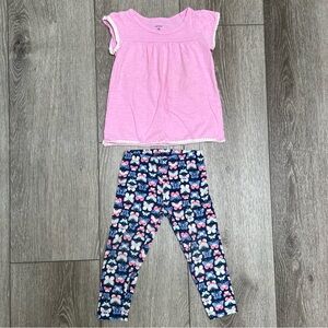 CARTERS 2PC SHORT SLEEVE SHIRT AND LEGGINGS OUTFIT BUTTERFLY 24MO
